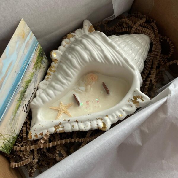 Jesmonite Conch Shell Dish Candle