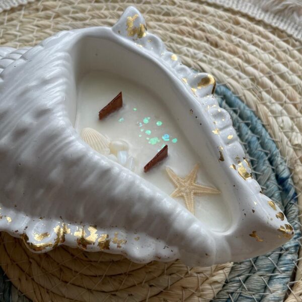 Jesmonite Conch Shell Dish Candle