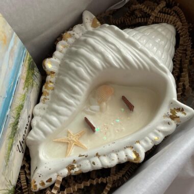 Jesmonite Conch Shell Dish Candle