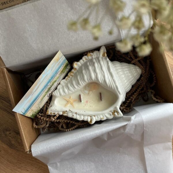 Jesmonite Conch Shell Dish Candle