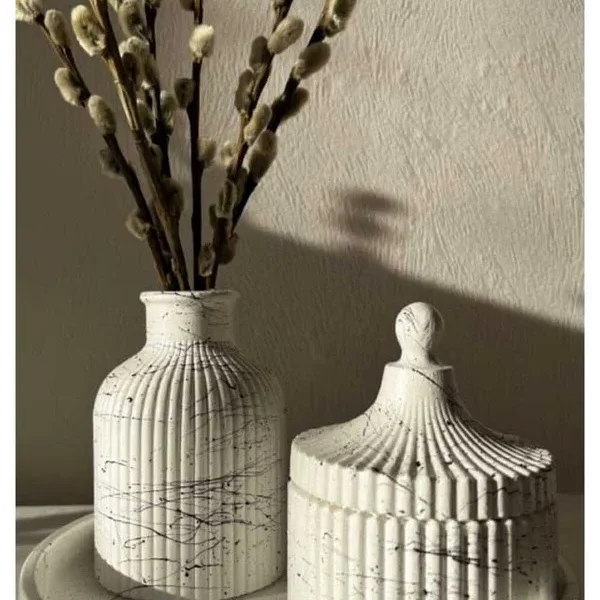 Oval Tray Vase Jar with Lid