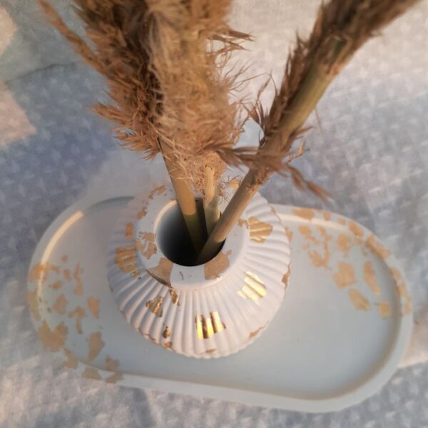 Concrete Vase and Oval Tray