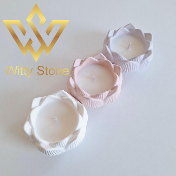 Concrete Lotus Candle
