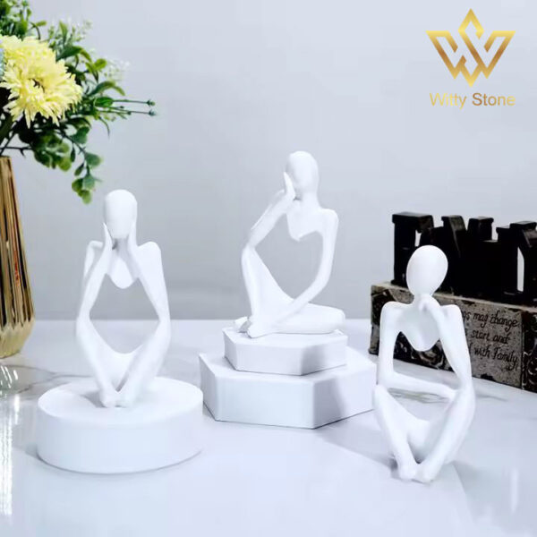3Pcs Set Thinker Statue Office Modern Art Abstract Sculpture decor in Pakistan | Witty Stone | Witty Stone - Image 3