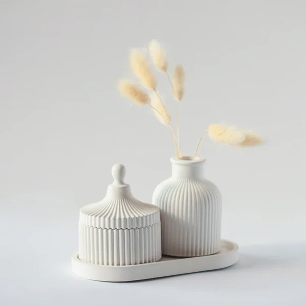 Vase Candle Jar Tray Set