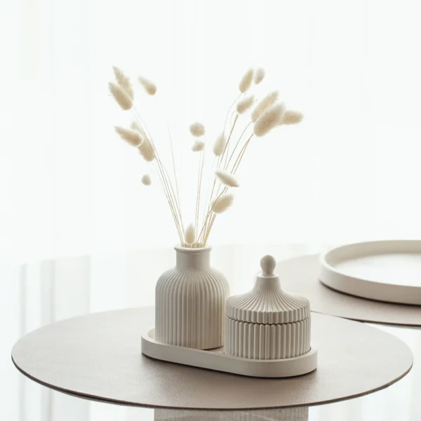 Vase Candle Jar Tray Set