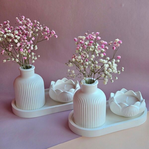 Vase Tray Lotus Concrete Jar