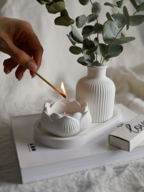 Vase Tray Lotus Concrete Jar