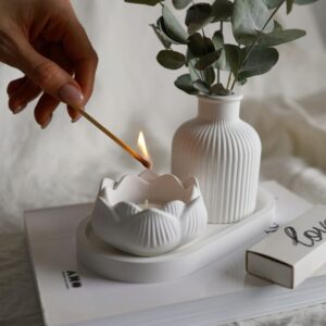 Vase Tray Lotus Concrete Jar