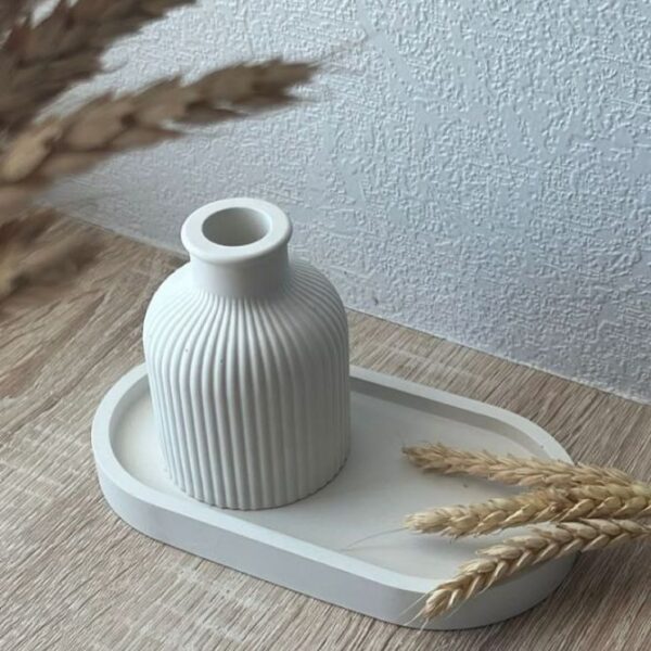 Concrete Vase and Oval Tray