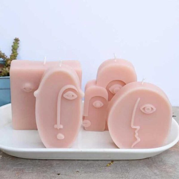 Nordic Face Abstract Candle