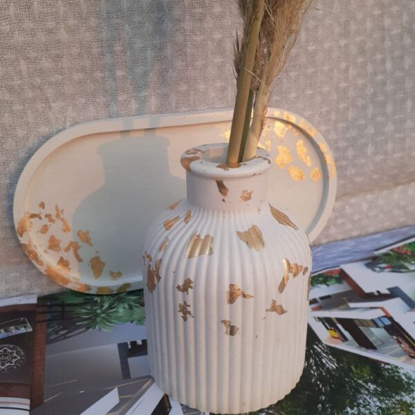 Concrete Vase and Oval Tray