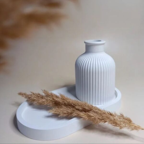 Concrete Vase and Oval Tray