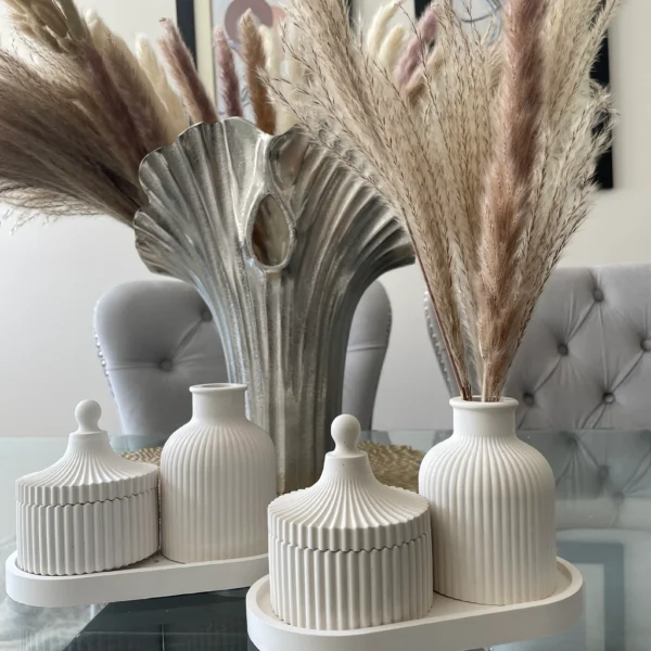 Oval Tray Vase Jar with Lid