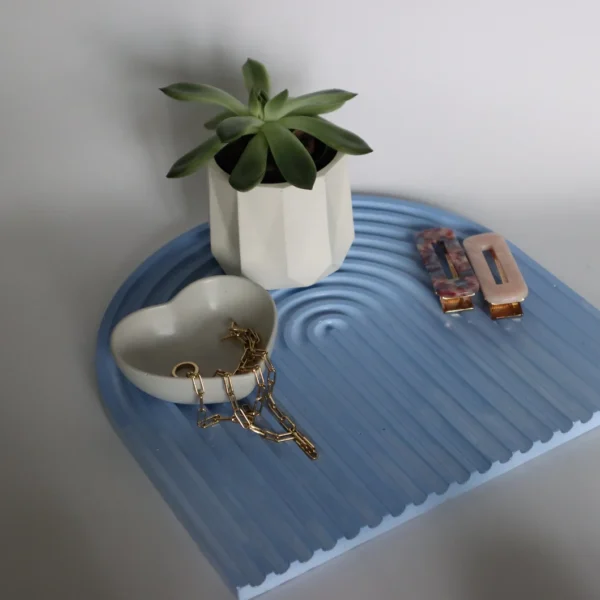 Large Striped U-Shaped Trays