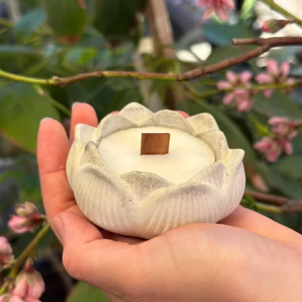 Concrete Lotus Candle