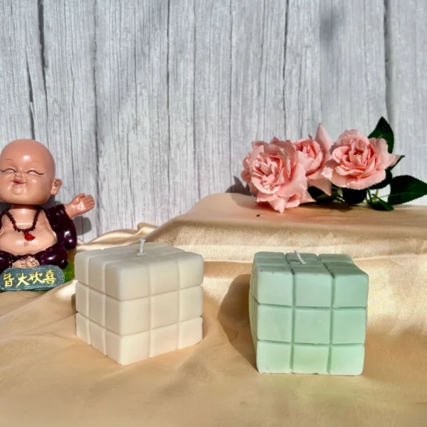 Rustic Rubik's Cube Candle