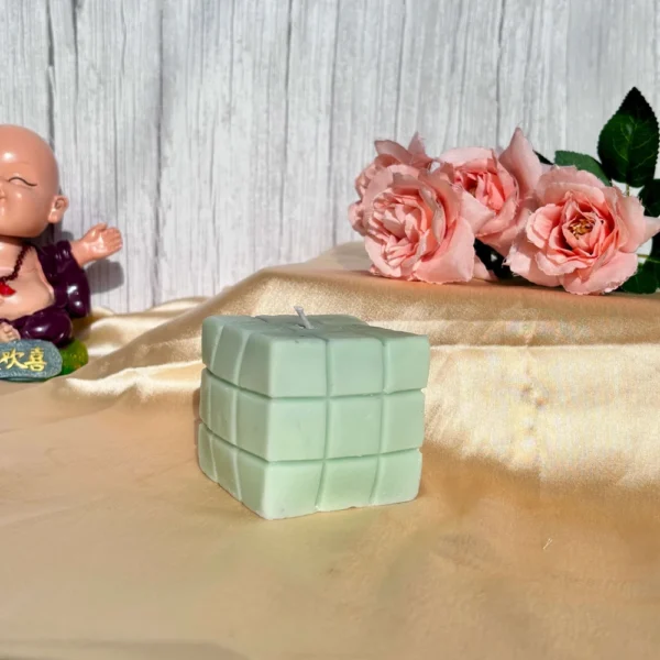 Rustic Rubik's Cube Candle