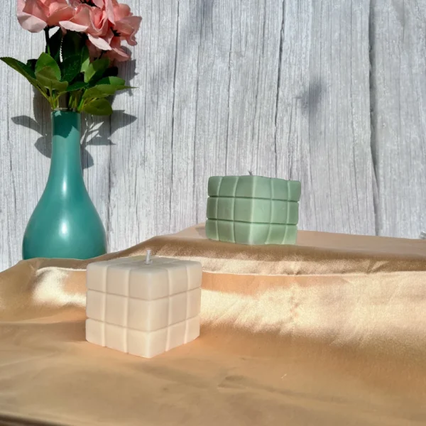Rustic Rubik's Cube Candle
