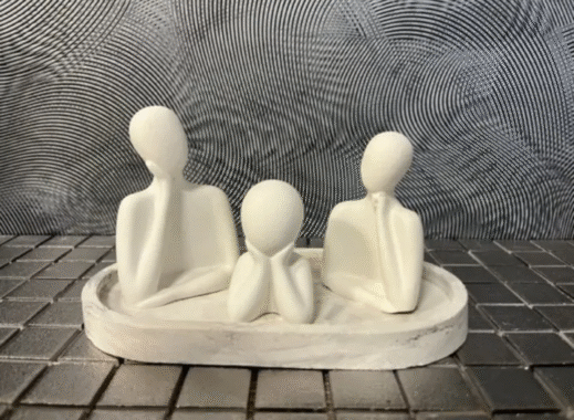 4PCS Family Sculpture Oval Tray