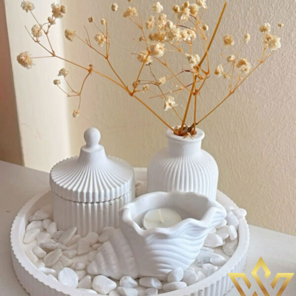 4Pcs Set Round Striped Tray Sets