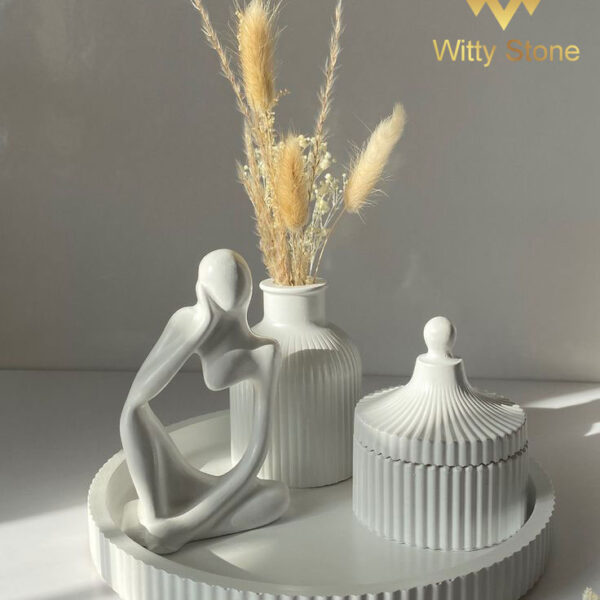 4Pcs Set Round Striped Tray Sets