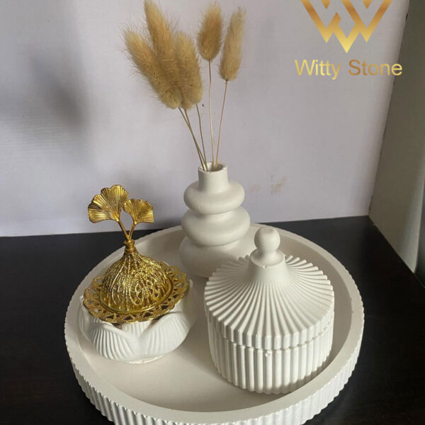 4Pcs Set Round Striped Tray Sets