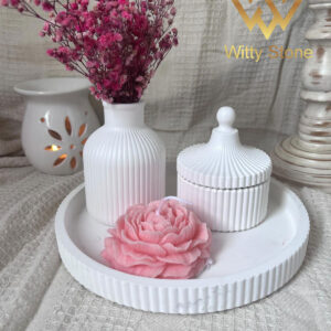 4Pcs Set Round Striped Tray Sets