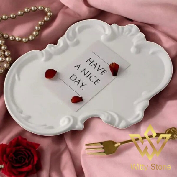 2Pcs Set Lace Tray Horse Pot