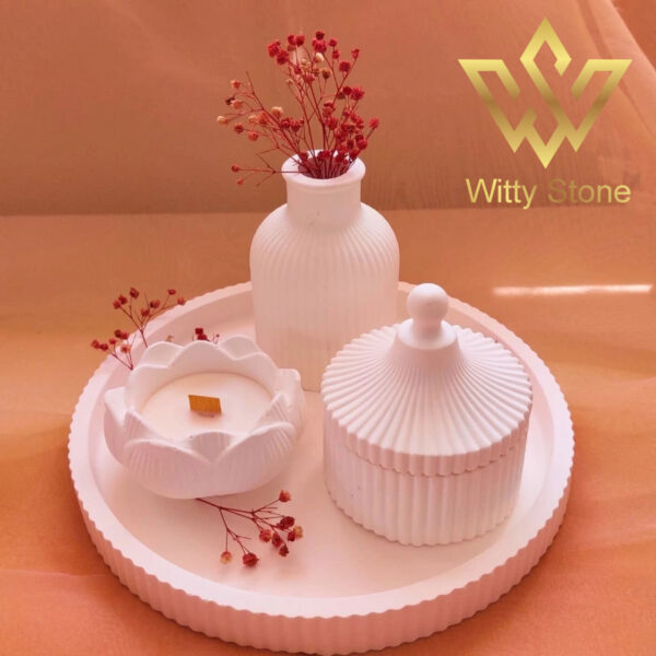 4Pcs Set Round Striped Tray Sets