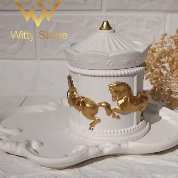 2Pcs Set Lace Tray Horse Pot