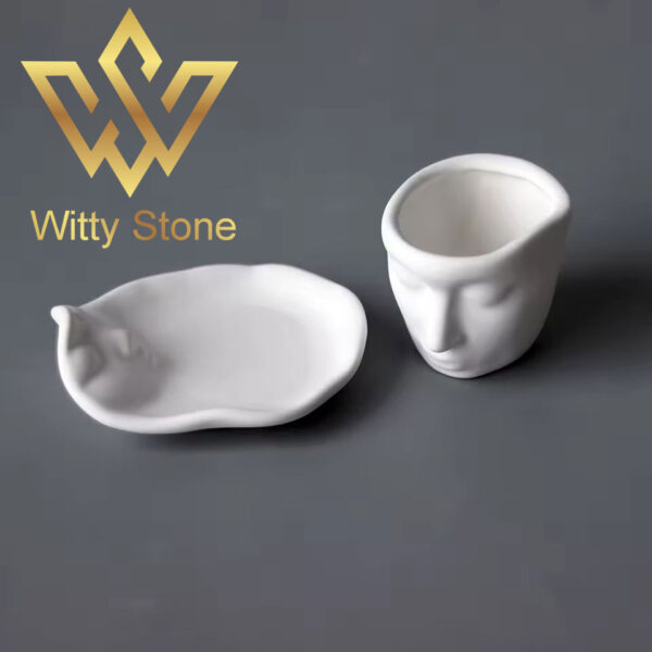 2pcs Set Face Pot Jewelry Tray Girl Face Candle Jar Plant Pot Women Face Clay, Ladies Concrete Cement Home Decor, Table Shelf Decoration | Witty Stone - Image 7