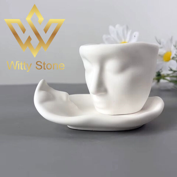 2pcs Set Face Pot Jewelry Tray Girl Face Candle Jar Plant Pot Women Face Clay, Ladies Concrete Cement Home Decor, Table Shelf Decoration | Witty Stone - Image 5