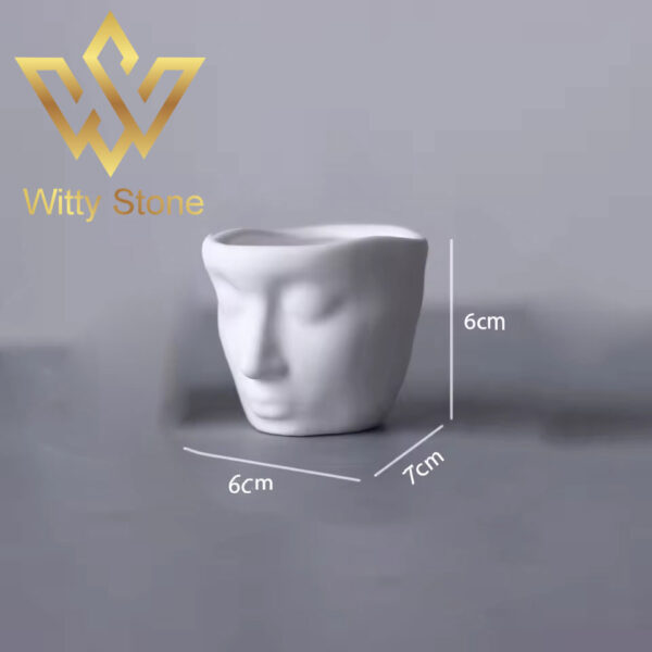 2pcs Set Face Pot Jewelry Tray Girl Face Candle Jar Plant Pot Women Face Clay, Ladies Concrete Cement Home Decor, Table Shelf Decoration | Witty Stone - Image 4