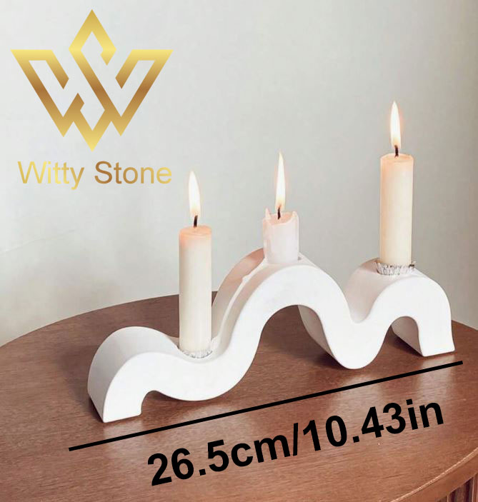 Curved 3 Candle Holder | Irregular Artistic Gypsum Candle Stand | Home Décor | Witty Stone - Image 2