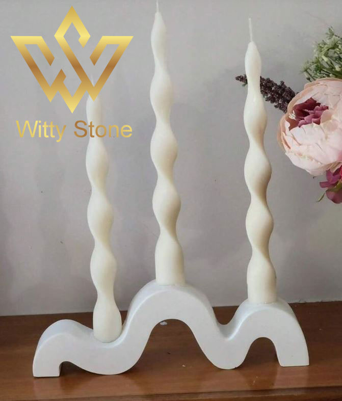 Curved 3 Candle Holder | Irregular Artistic Gypsum Candle Stand | Home Décor | Witty Stone - Image 6