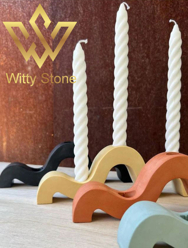 Curved 3 Candle Holder | Irregular Artistic Gypsum Candle Stand | Home Décor | Witty Stone