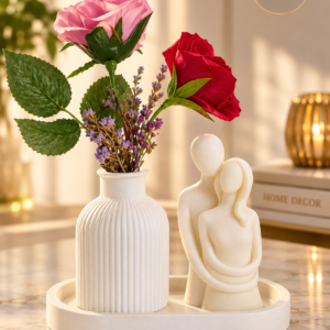 Couple Love Candle Vase Tray Set Concrete Decor | Witty Stone
